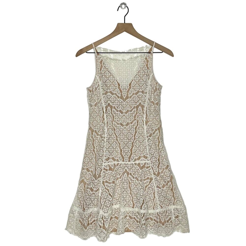 Veronica Beard Nude & White Lace Sleeveless Mini‎ Dress Women's Size 0